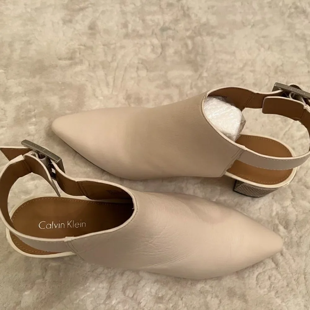 Calvin Klein Womens Nylee Leather Pointed Toe Special Occasion Ankle Strap S 9,5